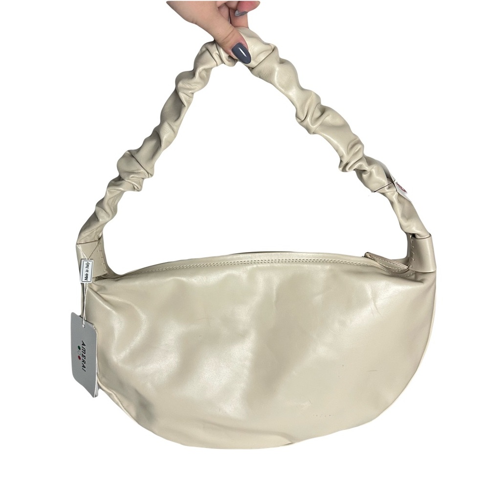 Chic Cream Hobo Bag with Ruched Handle
